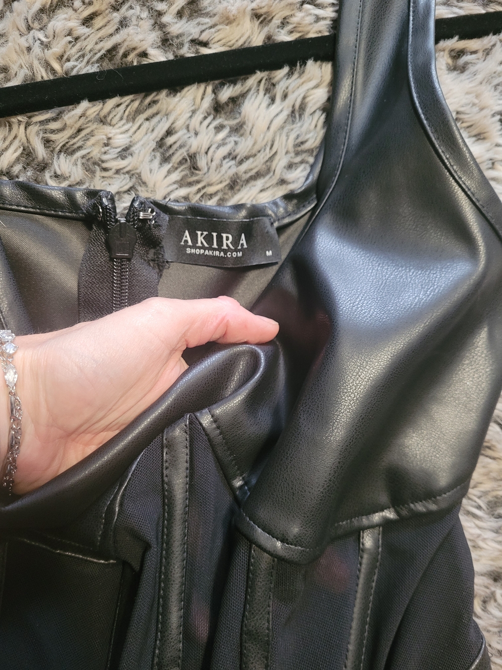 AKIRA Black Faux Leather Bodycon Dress - Picture 3 of 3